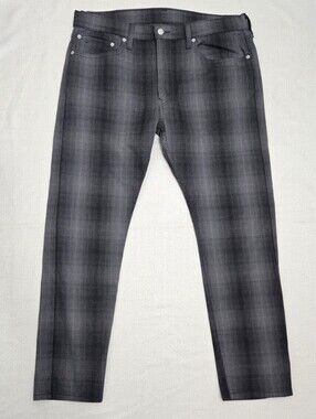 Levi's 512 Jeans Men's 36WX29L Modern Fit Slim Stretch Taper Grey Plaid Pants